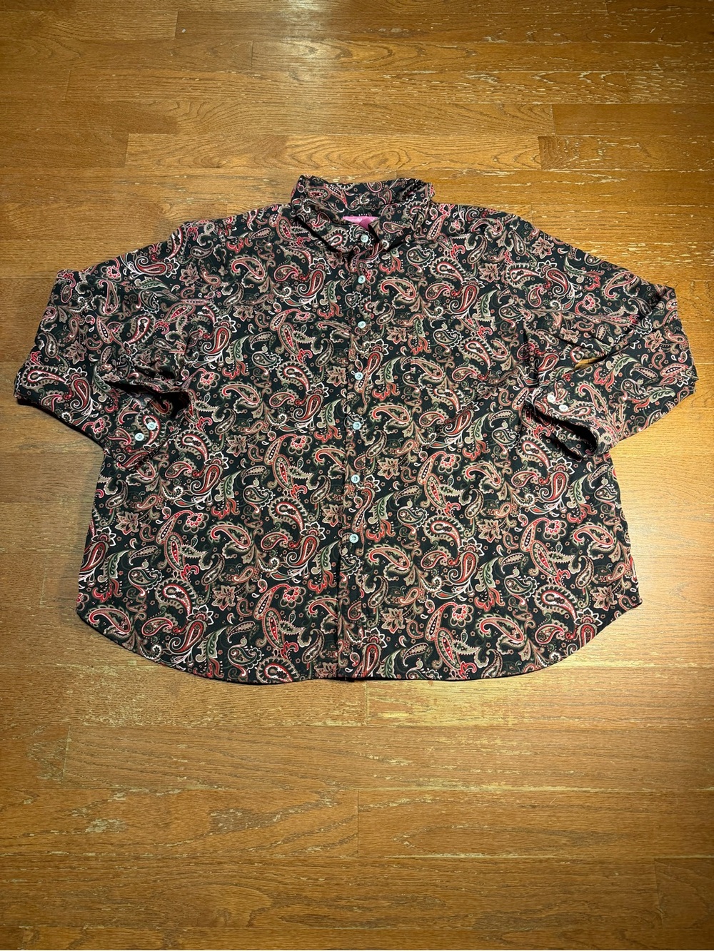 Women’s Pink Paisley Graphic Print Long Sleeve Button Down